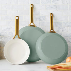 Reserve Pro Ceramic Nonstick 8", 10" and 12" Frypan Set | Moss