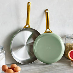 Reserve Pro Uncoated Stainless Steel 10" and 12" Frypan Set | Sage