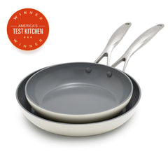 Valencia Pro Ceramic Nonstick 9.5" and 11" Frypan Set | Cream