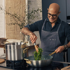 Stanley Tucci™ Stainless Steel Ceramic Nonstick 11-Piece Cookware Set | Champagne Handles