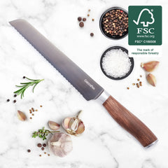 Premiere Titanium Cutlery 8" Bread Knife with Walnut Handle