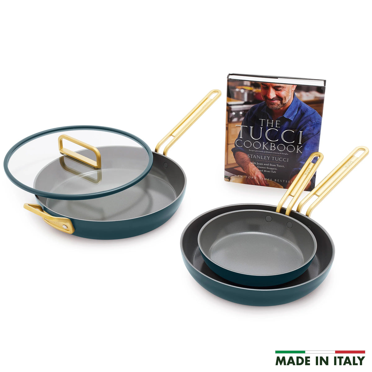 Stanley Tucci™ Ceramic Nonstick 4-Piece Frypan Set | Venetian Teal