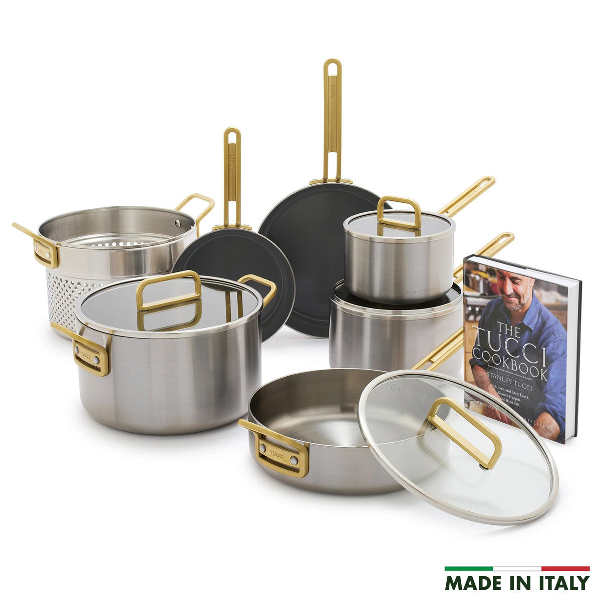Stanley Tucci™ Mixed Material Stainless Steel 11-Piece Cookware Set
