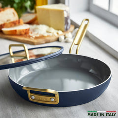 Stanley Tucci™ Ceramic Nonstick 12" Frypan with Lid | Marino Blue