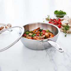 Valencia Pro Stainless Steel Uncoated 3.6-Quart Chef's Pan with Lid