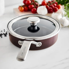 Merten & Storck Steel Core Enameled 2-Quart Sauté Pan with Lid | Chocolate Truffle