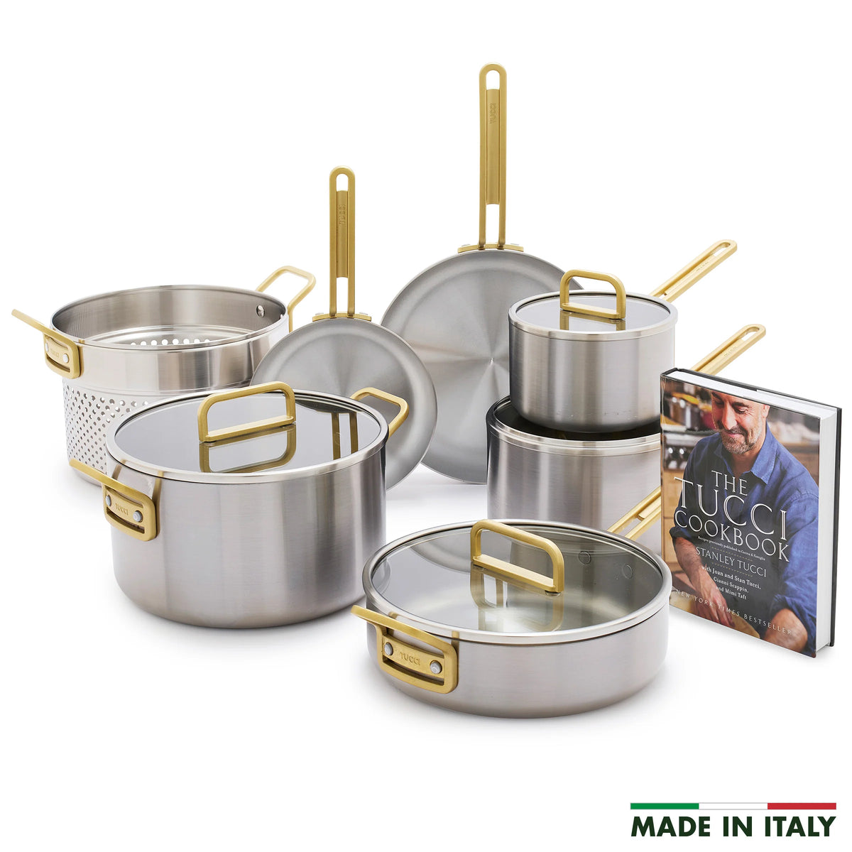 Stanley Tucci™ Uncoated Stainless Steel 11-Piece Cookware Set