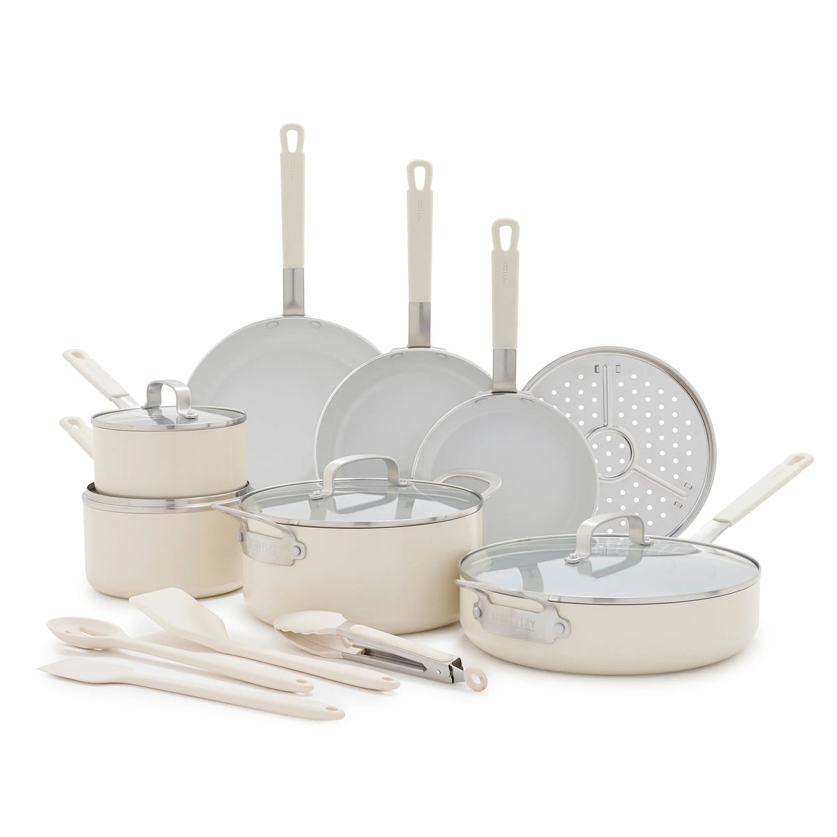 Bobby Flay by GreenPan Professional Ceramic Nonstick 16-Piece Cookware Set | Cream