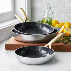 GP5 Stainless Steel 8", 10" and 12" Frypan Set | Champagne Handles