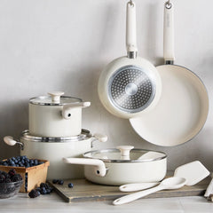 Rio Advanced Ceramic Nonstick 10-Piece Cookware Set | Cream