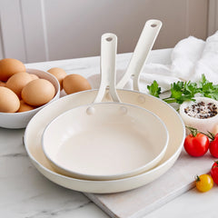Nova Gallery Ceramic Nonstick 8" and 10" Frypan Set | Cream