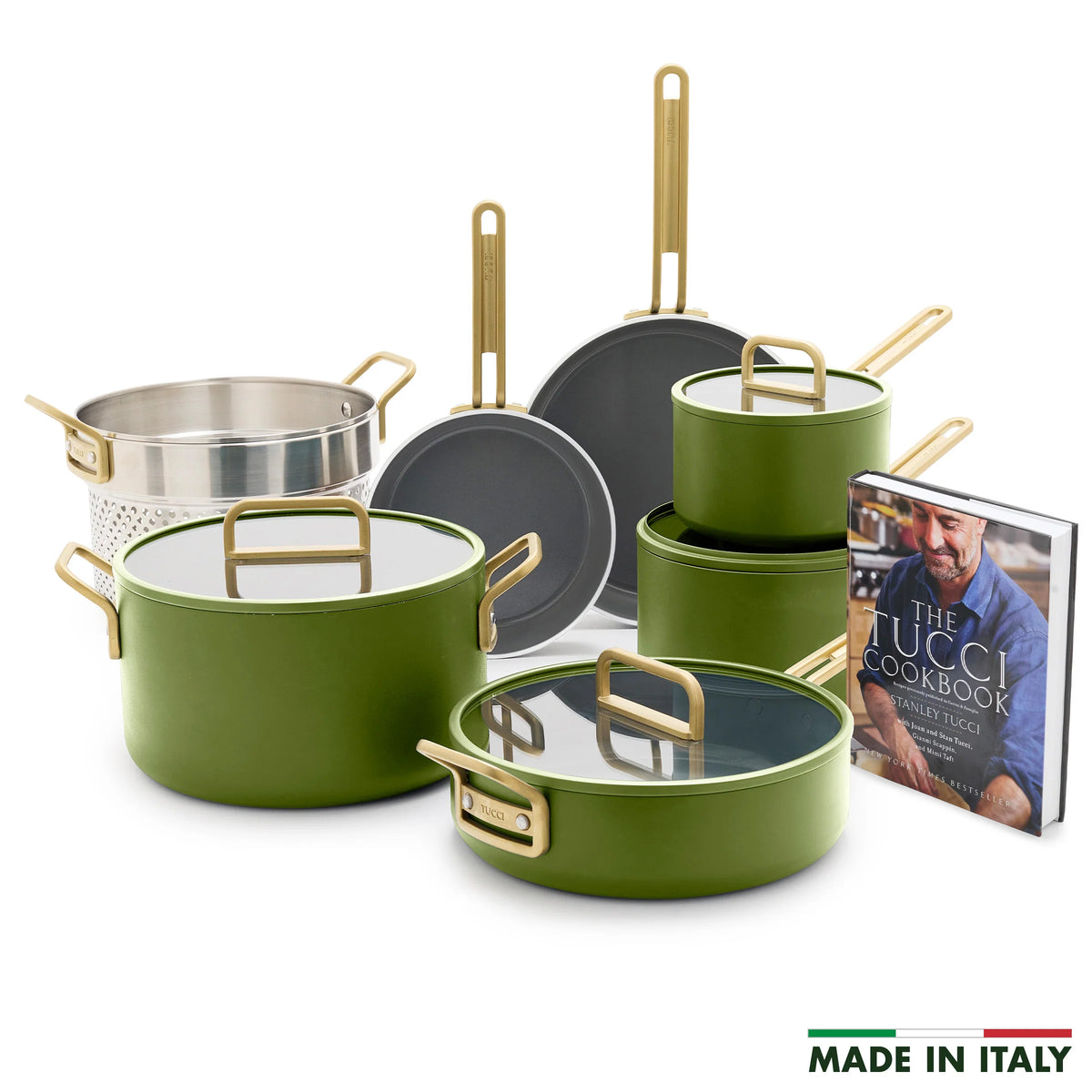 Stanley Tucci™ Ceramic Nonstick 11-Piece Cookware Set | Tuscan Olive