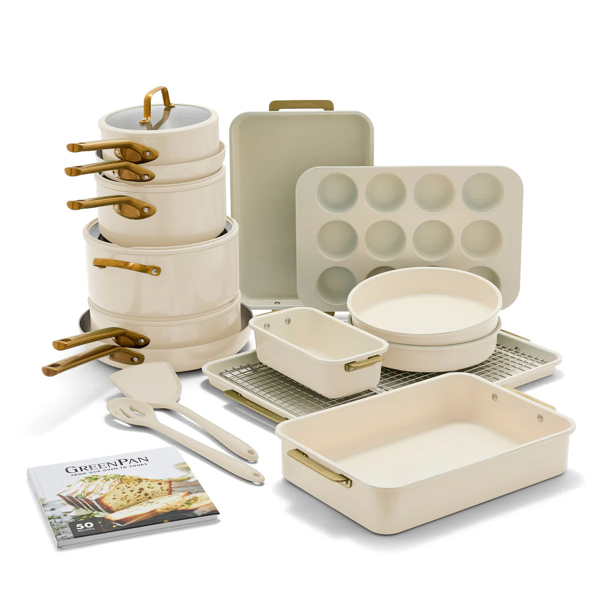 Reserve Pro 20-Piece Cookware & Bakeware Set | Cream