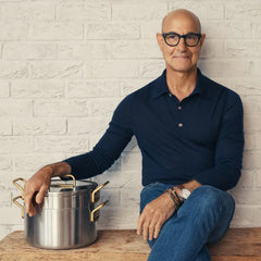 Stanley Tucci™ Stainless Steel Ceramic Nonstick 11-Piece Cookware Set | Champagne Handles