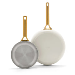 Reserve Pro Uncoated Stainless Steel 10" and 12" Frypan Set | Cream