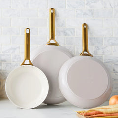 Reserve Pro Ceramic Nonstick 8", 10" and 12" Frypan Set | Oyster